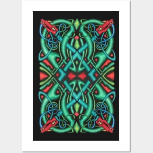 Dragon Head Irish Celtic Knot Jewel Tones Posters and Art